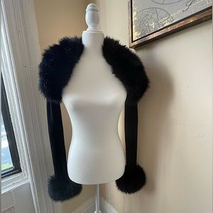 Danielle Guizio Faux Fur Knit Bolero in Black size Small, Perfect Condition